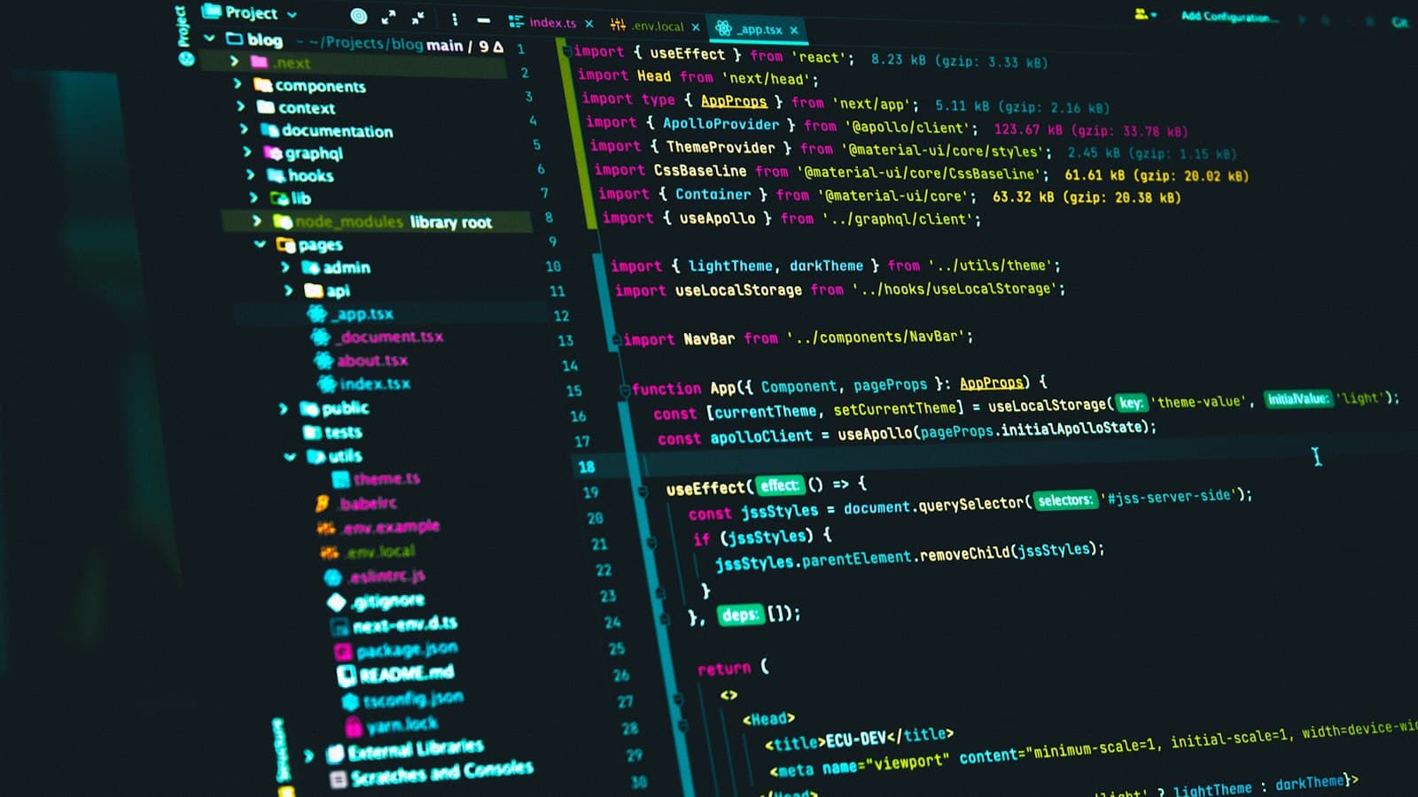 Éditeur de code affichant le code source d’une application
