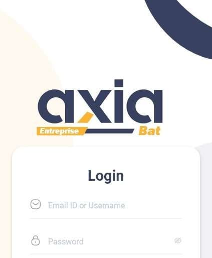 Écran de connexion de l’application mobile AXIA Bat